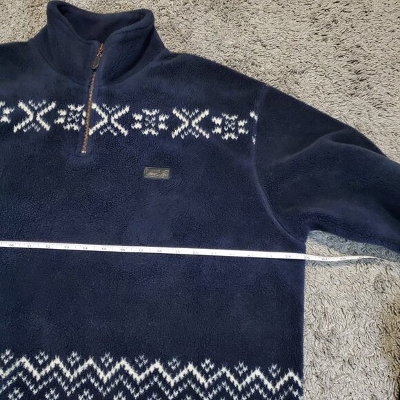 Vintage 90s Polo Ralph Lauren Navy Blue 1/4 Zip Fleece Winter Sweater - XL - Picture 5 of 8